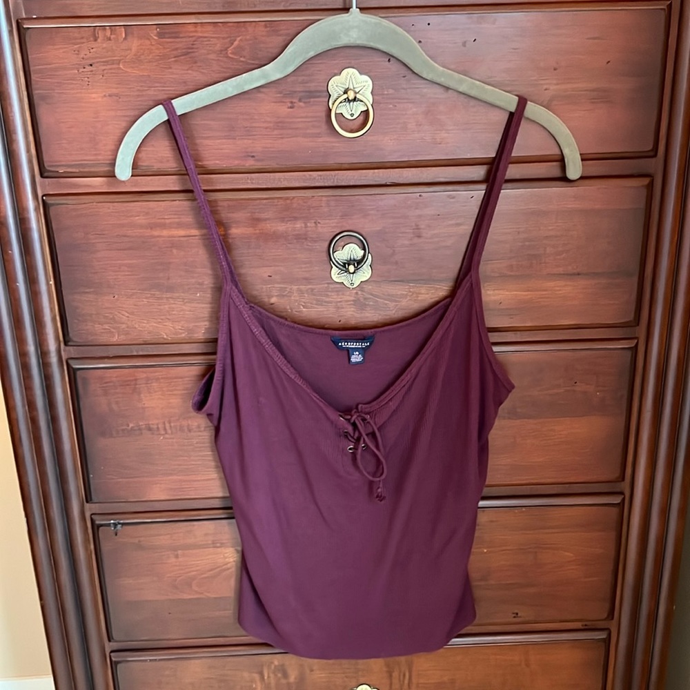 Aeropostale Burgundy Ribbed Knit Camisole Tank Top